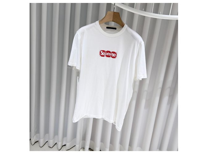 Louis Vuitton Supreme Logo White Kurzarm T-Shirt Weiß - Ansicht 2