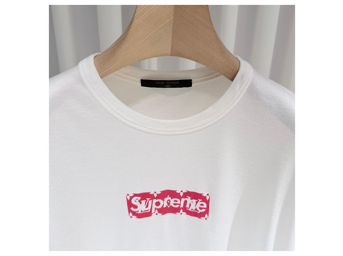 Louis Vuitton Supreme Logo White Kurzarm T-Shirt Weiß - Ansicht 4