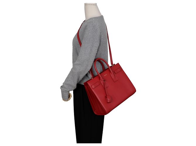 Saint Laurent Borsa a Tracolla Tote Piccola Rosso - vista 14