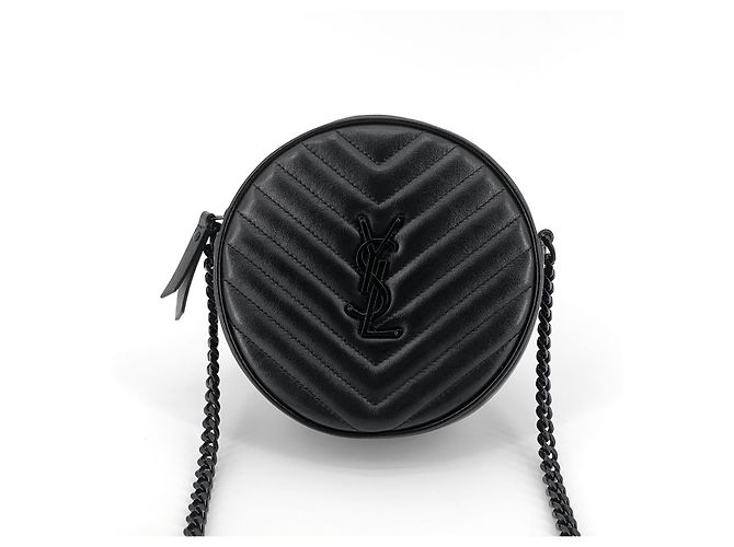 Saint Laurent Borsa crossbody Tambourine in pelle nera monogram Nero - vista 3