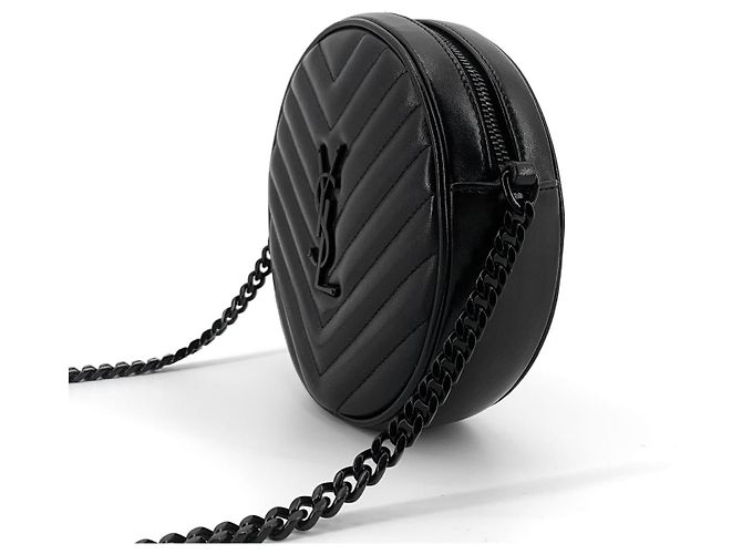 Saint Laurent Borsa crossbody Tambourine in pelle nera monogram Nero - vista 4