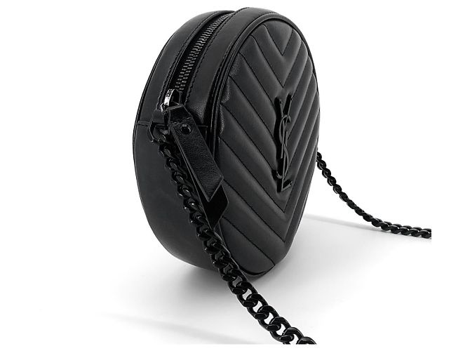 Saint Laurent Borsa crossbody Tambourine in pelle nera monogram Nero - vista 5