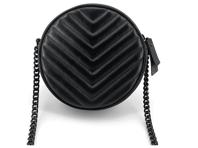 Saint Laurent Borsa crossbody Tambourine in pelle nera monogram Nero - vista 6