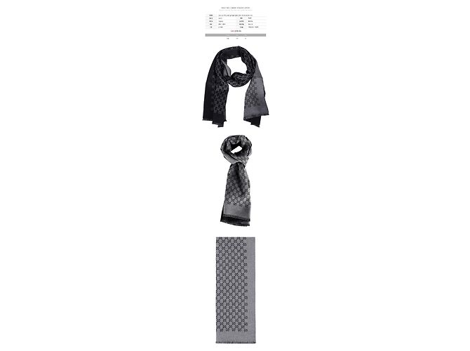 Gucci Sciarpa in lana bicolore GG Jacquard Black Grey Marrone - vista 2