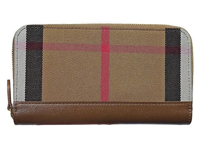 Burberry Portafoglio lungo con zip da donna Canvas Earth Marrone - vista 6