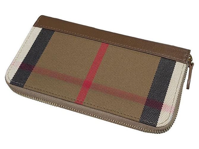 Burberry Portafoglio lungo con zip da donna Canvas Earth Marrone - vista 7
