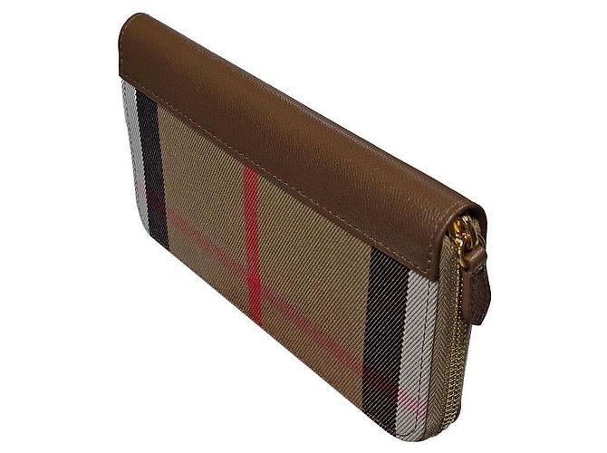 Burberry Portafoglio lungo con zip da donna Canvas Earth Marrone - vista 8