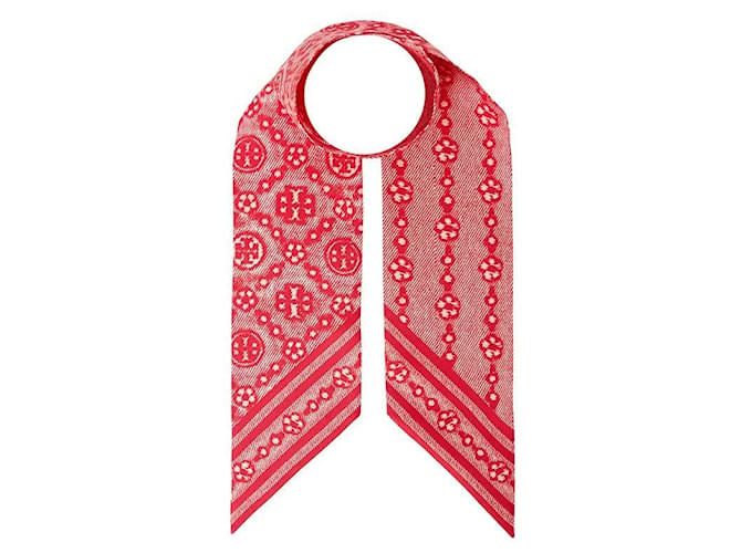 Tory Burch Foulard in seta monogramma floreale Rosso - vista 2