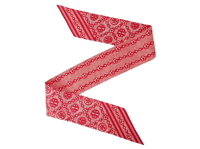 Tory Burch Foulard in seta monogramma floreale Rosso - vista 4