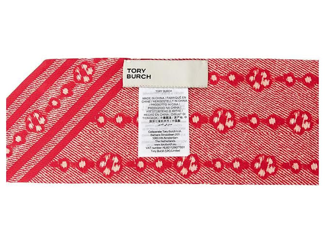 Tory Burch Foulard in seta monogramma floreale Rosso - vista 6