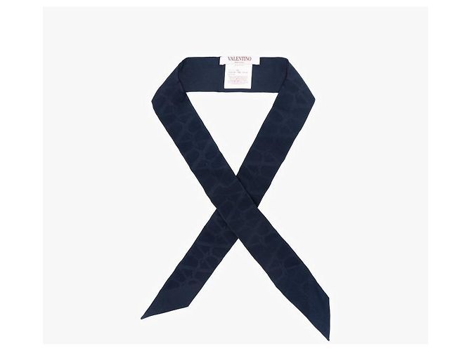 Valentino Skinny scarf in seta twill Two-Al Iconography IUQ Nero - vista 5