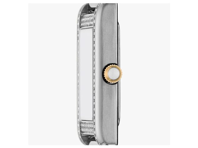 Armani Genni Damen-Metalluhr quadratisch mit Perlmutt Mehrfarben - Ansicht 5
