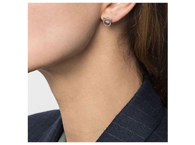 Salvatore Ferragamo Pendientes Gancini Silver stamp: Naranja - vista 3