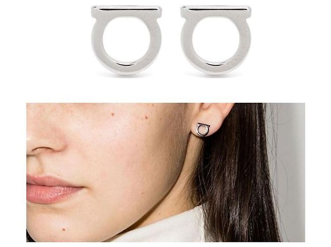 Salvatore Ferragamo Pendientes Gancini Silver stamp: Naranja - vista 6