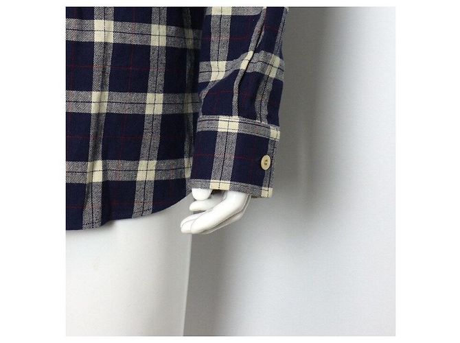 Gucci Camicia a quadri da uomo in misto cotone blu con patch ricamato - vista 3