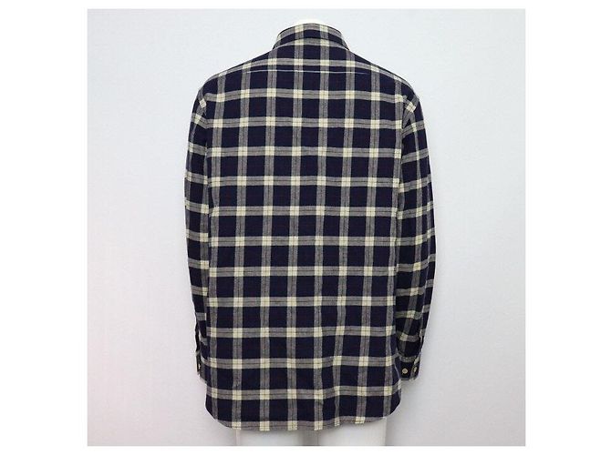 Gucci Camicia a quadri da uomo in misto cotone blu con patch ricamato - vista 4