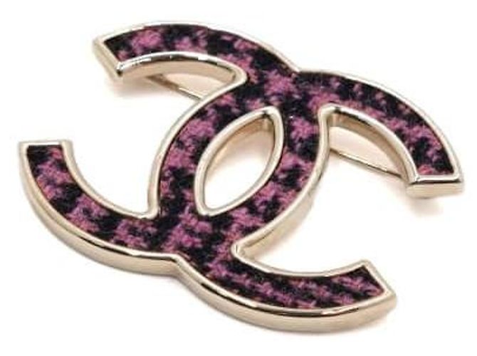 Chanel Spilla Black Pink Tweed CC Logo Season - vista 2