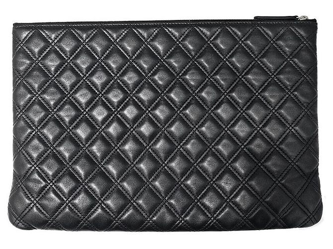 Chanel Große Clutch aus Lammleder Schwarz - Ansicht 2