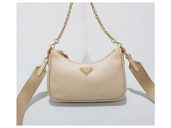 Prada Mini borsa a tracolla Saffiano con catena Marrone - vista 2