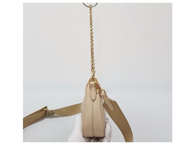 Prada Mini borsa a tracolla Saffiano con catena Marrone - vista 4