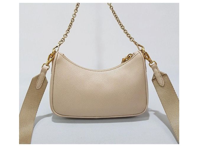 Prada Mini borsa a tracolla Saffiano con catena Marrone - vista 5