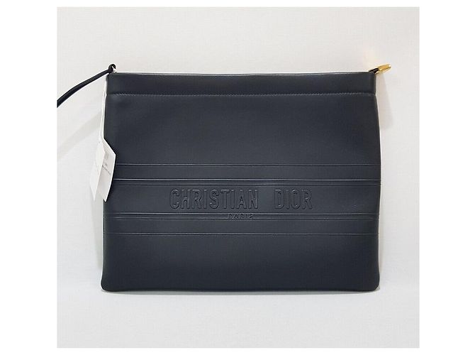 Dior Clutch in pelle nera Logo Nero - vista 2