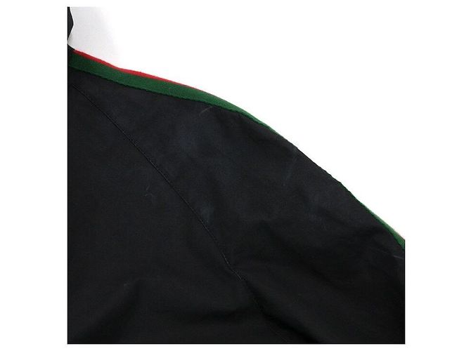 Gucci Giacca a vento da uomo in cotone a strisce web nere Nero - vista 6