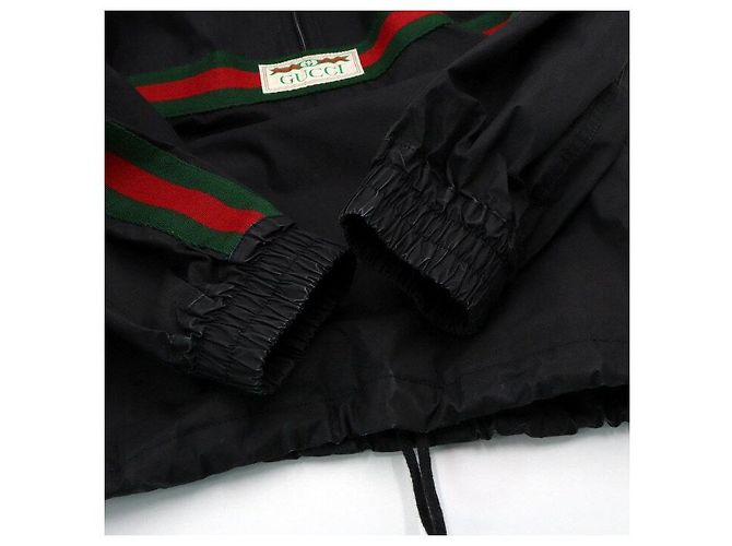 Gucci Giacca a vento da uomo in cotone a strisce web nere Nero - vista 8