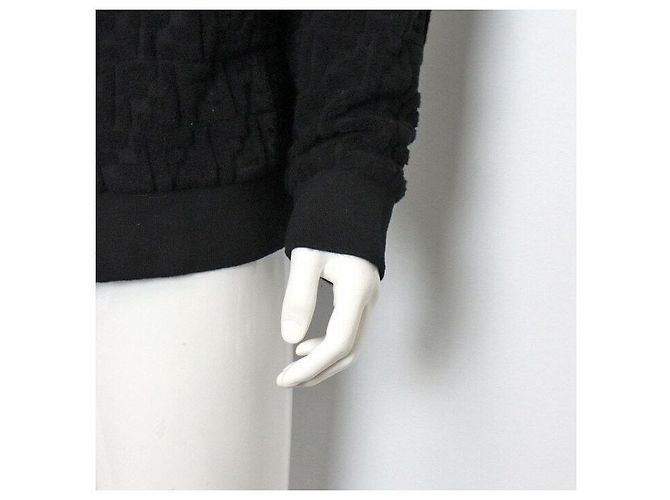 Fendi Kapuzenjacke mit Reißverschluss für Herren aus schwarzem Baumwoll-Terry mit FF-Logo - Ansicht 3
