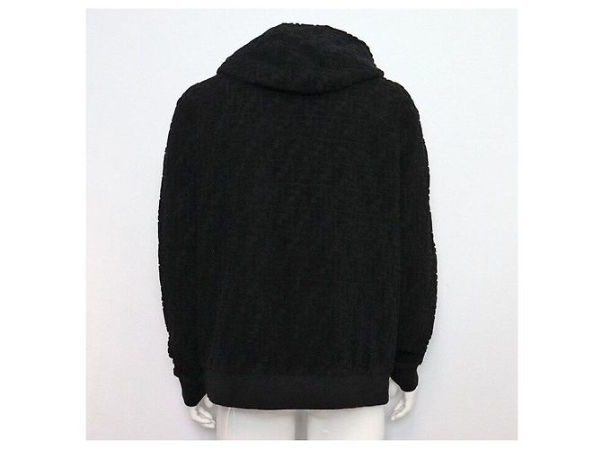 Fendi Kapuzenjacke mit Reißverschluss für Herren aus schwarzem Baumwoll-Terry mit FF-Logo - Ansicht 4