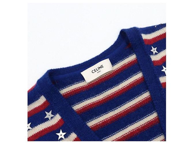 Céline Weiter Herren-Cardigan mit blauen Streifen und besticktem Stern - Ansicht 5