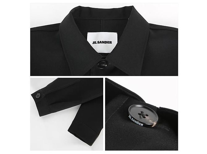 Jil Sander Camicia in gabardine di lana con colletto a punta Nero - vista 5
