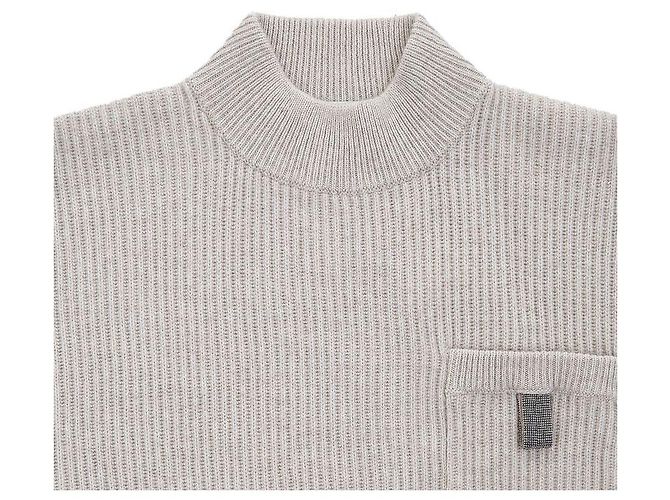 Brunello Cucinelli Kaschmir-Strick für Damen Silber - Ansicht 3
