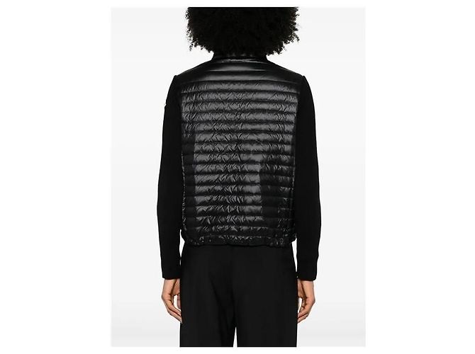 Moncler Tricot Logo gesteppte Woll-Strickjacke mit Reißverschluss Schwarz - Ansicht 10