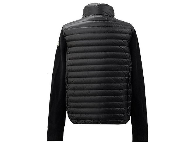 Moncler Tricot Logo gesteppte Woll-Strickjacke mit Reißverschluss Schwarz - Ansicht 2