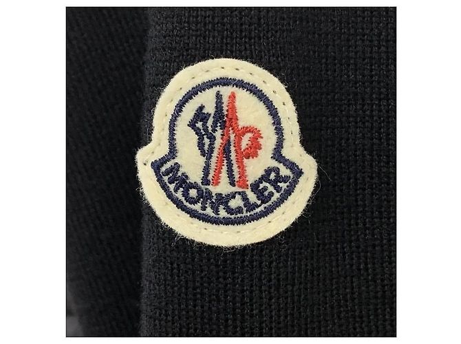 Moncler Tricot Logo gesteppte Woll-Strickjacke mit Reißverschluss Schwarz - Ansicht 3