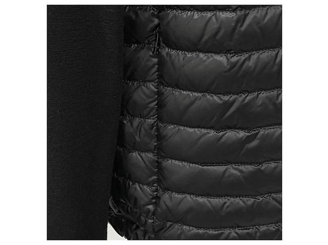 Moncler Tricot Logo gesteppte Woll-Strickjacke mit Reißverschluss Schwarz - Ansicht 4