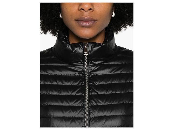 Moncler Tricot Logo gesteppte Woll-Strickjacke mit Reißverschluss Schwarz - Ansicht 8