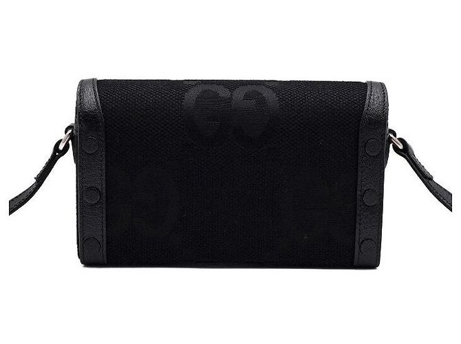 Horsebit 1955 Gucci Mini borsa a tracolla Horsebit in tela GG nera Nero - vista 5