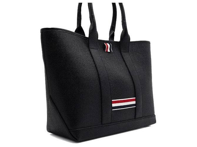 Thom Browne Borsa Tote da donna Small Tool Pebble in pelle grana grossa nera - vista 3