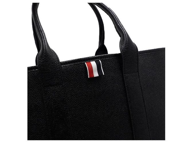 Thom Browne Borsa Tote da donna Small Tool Pebble in pelle grana grossa nera - vista 8