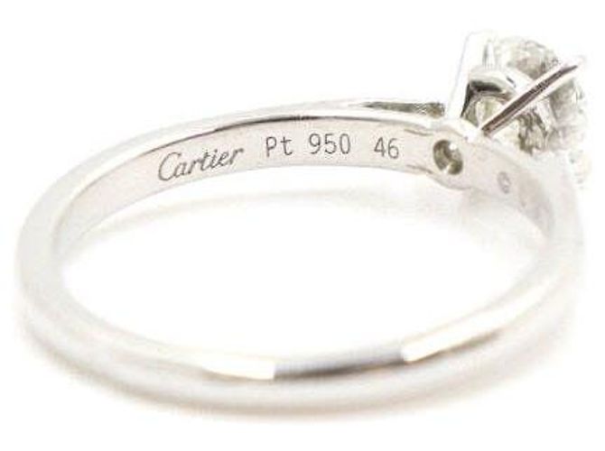 Cartier Platin Solitär Diamant Ehering Größe Silber - Ansicht 4