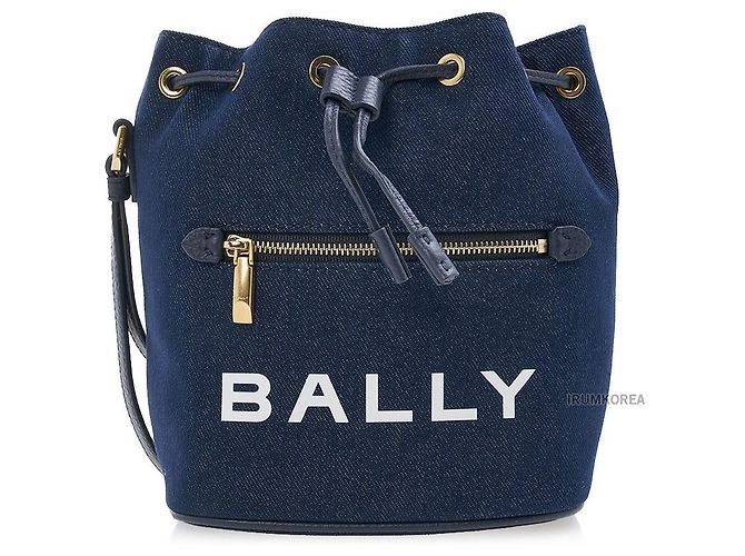 Bally Mini borsa bucket in denim con stampa logo Nero - vista 10