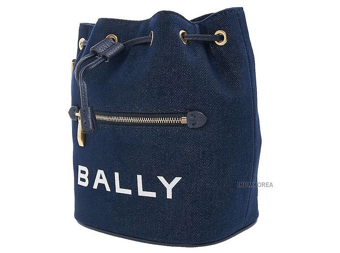 Bally Mini borsa bucket in denim con stampa logo Nero - vista 2