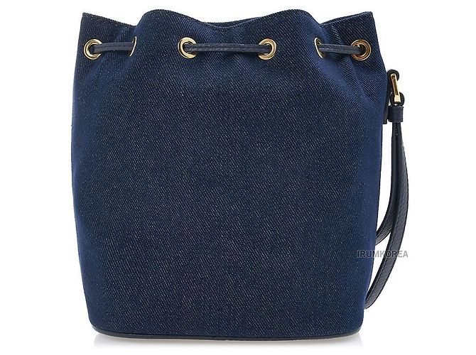 Bally Mini borsa bucket in denim con stampa logo Nero - vista 3