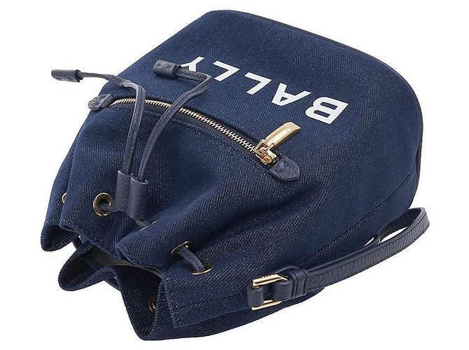 Bally Mini borsa bucket in denim con stampa logo Nero - vista 4