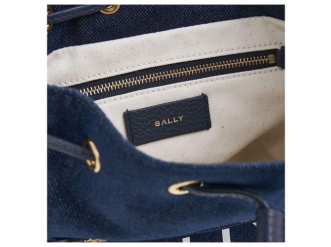 Bally Mini borsa bucket in denim con stampa logo Nero - vista 6