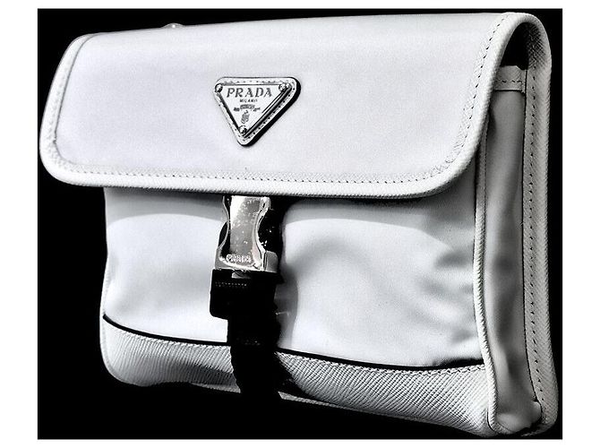 Prada Borsa crossbody porta-cellulare in nylon Saffiano Bianco - vista 2