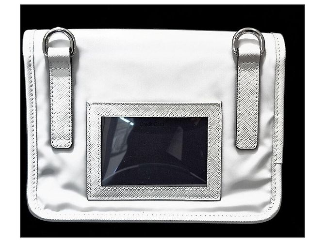 Prada Borsa crossbody porta-cellulare in nylon Saffiano Bianco - vista 3