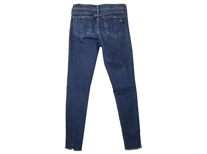 Rag & Bone Pantaloni skinny in denim blu con lavaggio distressed - vista 2